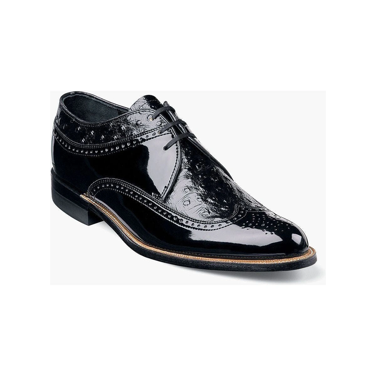 Stacy Adams Dayton: Hakiki Deri Ostrich Wingtip Oxford, Şıklığın ve Zarafetin İkonu, Siyah ve Bordo Renkleriyle.